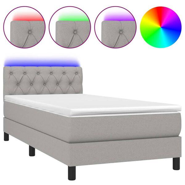 vidaXL &Kappa;&rho;&epsilon;&beta;ά&tau;&iota; Boxspring &mu;&epsilon; &Sigma;&tau;&rho;ώ&mu;&alpha; & LED &Alpha;&nu;.&Gamma;&kappa;&rho;&iota; 80x200 &epsilon;&kappa;. &Upsilon;&phi;&alpha;&sigma;&mu;ά&tau;&iota;&nu;&omicron;