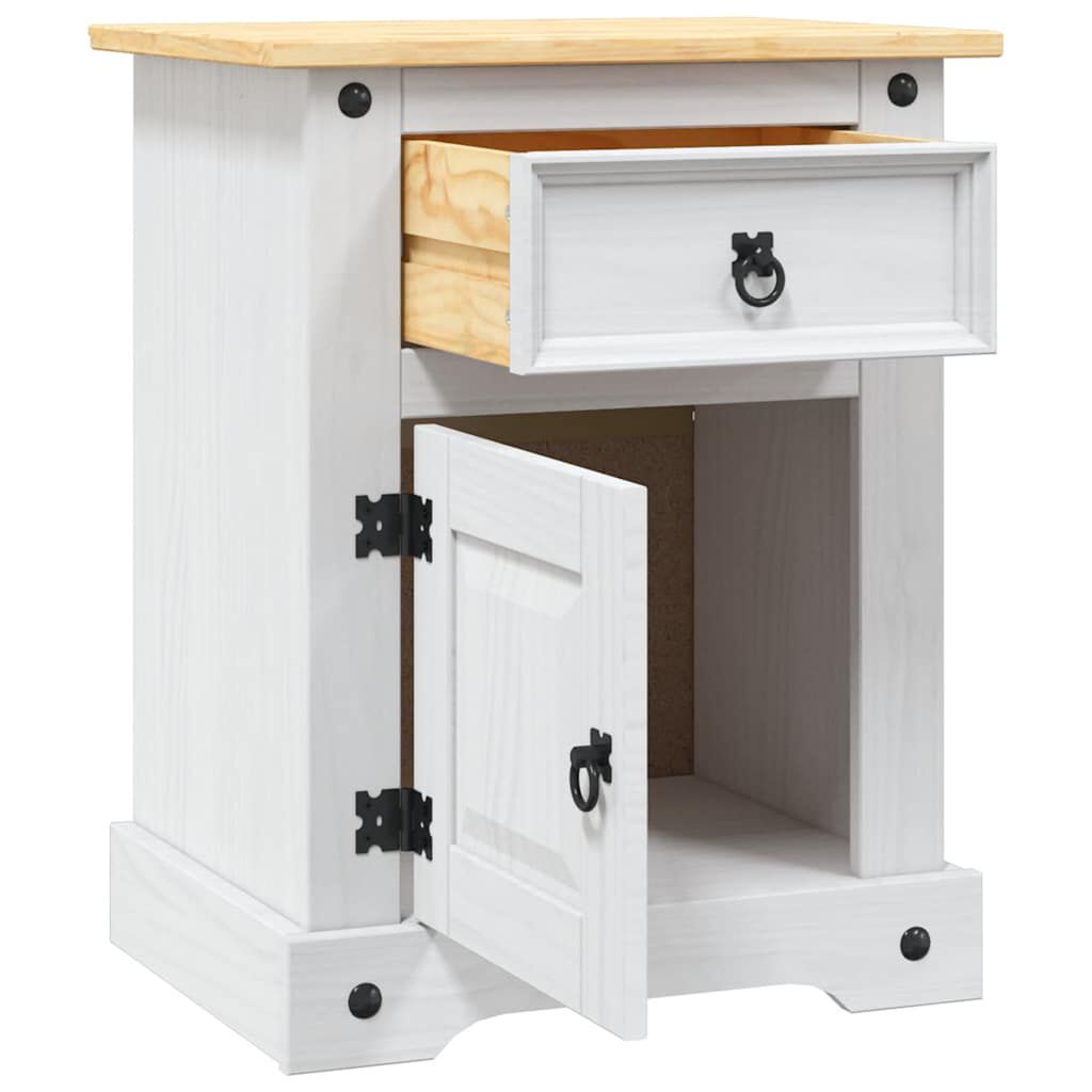 vidaXL Κομοδίνο Μεξικάνικο Στιλ Corona Λευκό 53x39x67 εκ. Ξύλο Πεύκου