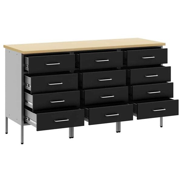 vidaXL Ντουλάπα Εργασίας 3 pcs Μαύρο και Γκρι 150 x 55 x 85 εκ
