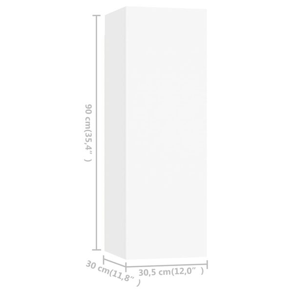 vidaXL Έπιπλα Τηλεόρασης 2 τεμ. Λευκά 30,5x30x90 εκ. από Επεξ. Ξύλο
