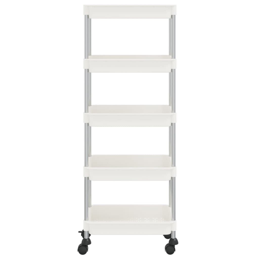 vidaXL Τρόλεϊ Κουζίνας 5 Επιπέδων Λευκό 42 x 29 x 128 εκ. Σίδερο/ABS