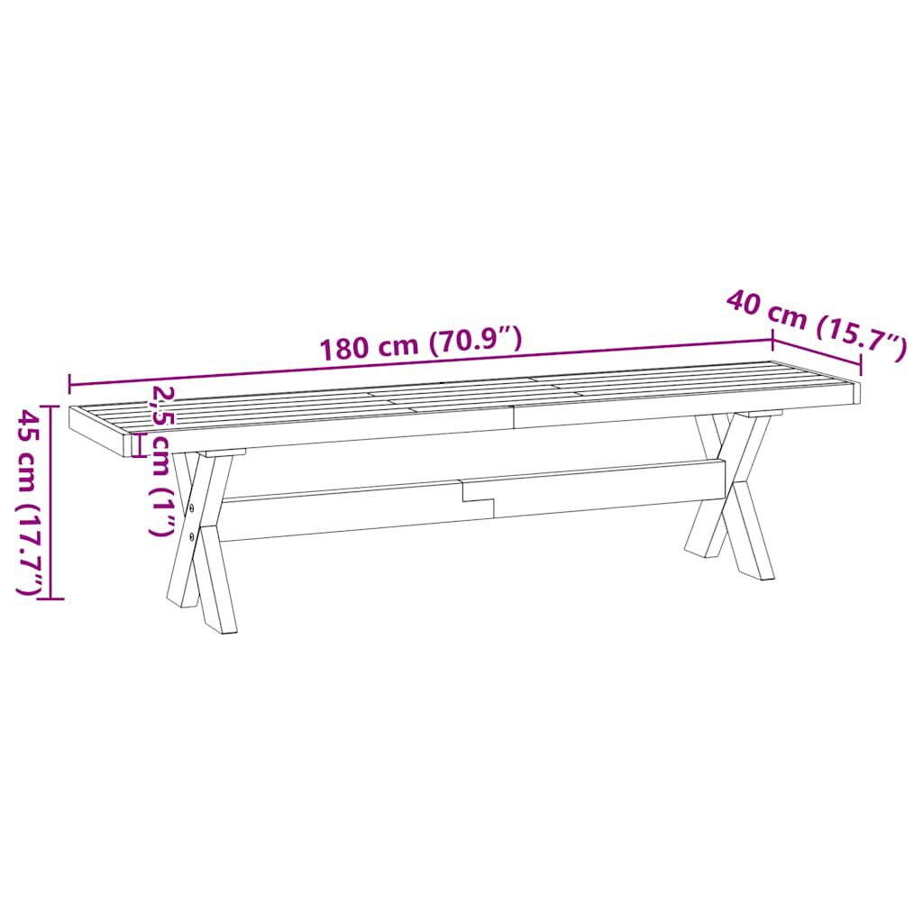 vidaXL Πάγκος τραπεζαρίας NOAIN με πόδια σχήματος X 180x40x45 cm