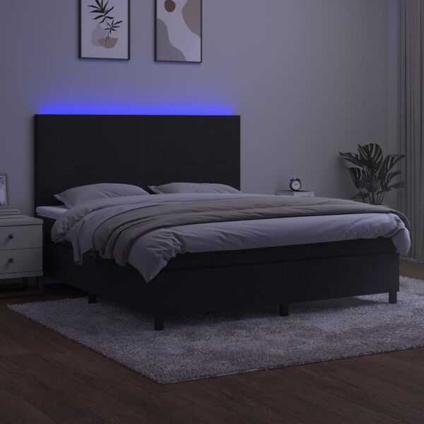 vidaXL &Kappa;&rho;&epsilon;&beta;ά&tau;&iota; Boxspring &mu;&epsilon; &Sigma;&tau;&rho;ώ&mu;&alpha; & LED &Mu;&alpha;ύ&rho;&omicron; 180x200 &epsilon;&kappa;. &Beta;&epsilon;&lambda;&omicron;ύ&delta;&iota;&nu;&omicron;