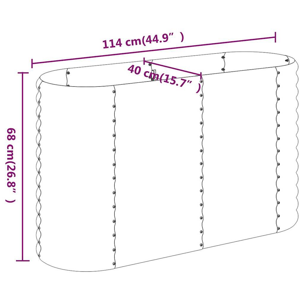 vidaXL Ζαρντινιέρα Γκρι 114x40x68 εκ. Ατσάλι με Ηλεκτρ. Βαφή Πούδρας