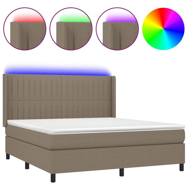 vidaXL &Kappa;&rho;&epsilon;&beta;ά&tau;&iota; Boxspring &mu;&epsilon; &Sigma;&tau;&rho;ώ&mu;&alpha; & LED Taupe 160x200 &epsilon;&kappa;. &Upsilon;&phi;&alpha;&sigma;&mu;ά&tau;&iota;&nu;&omicron;