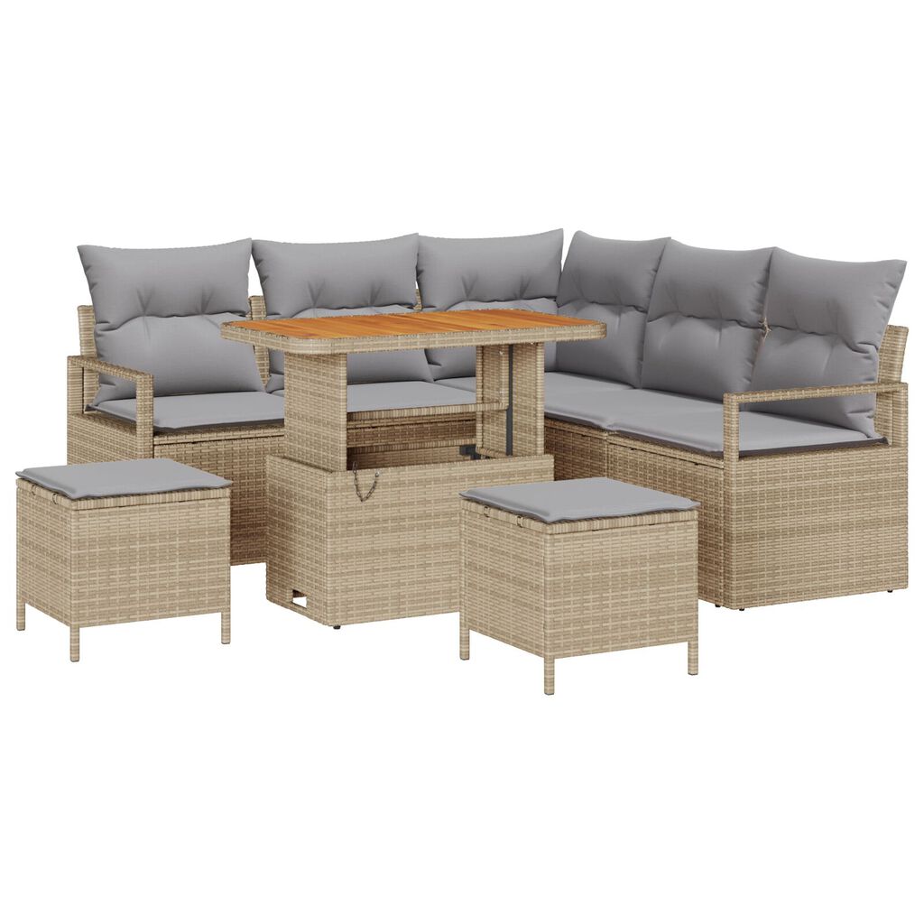 vidaXL Σετ Καναπέ Κήπου 8 pcs Μπέζ και Ανοιχτό Γκρι 90 x 55 x 71 cm