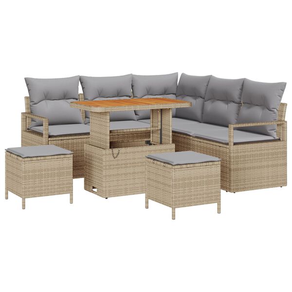 vidaXL Σετ Καναπέ Κήπου 8 pcs Μπέζ και Ανοιχτό Γκρι 90 x 55 x 71 cm