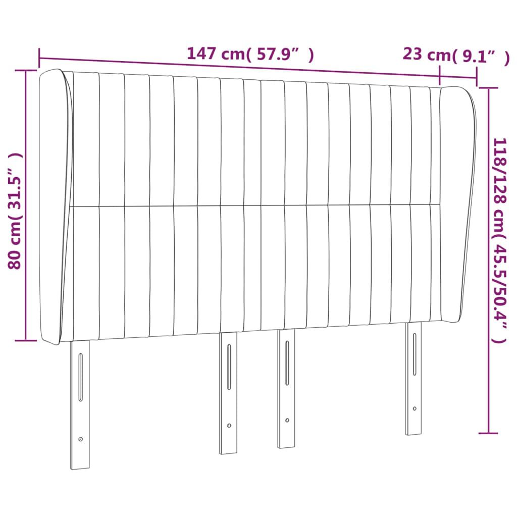 vidaXL Κεφαλάρι με Πτερύγια Ανοιχτό Γκρι 147x23x118/128 εκ. Υφασμάτινο