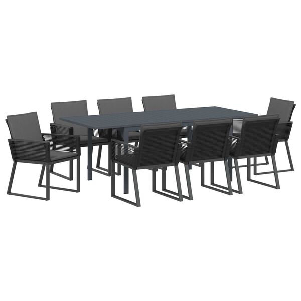 vidaXL Σετ τραπεζαρίας κήπου 9 pcs Μαύρο Large Μέταλλο