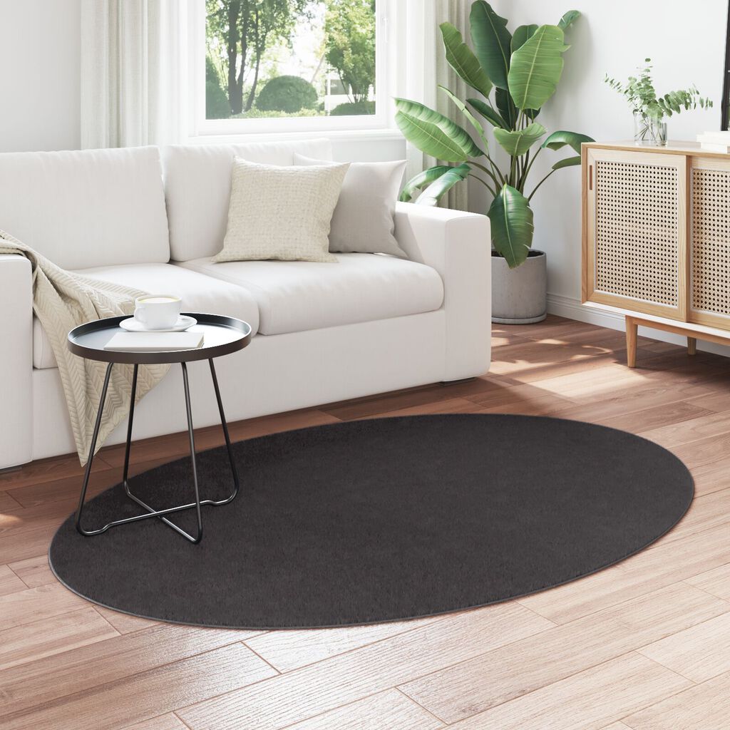 vidaXL Χαλιά Ανθρακί Μαλλί 120 x 170 εκ. Χαλί Χώρου Στρογγυλό