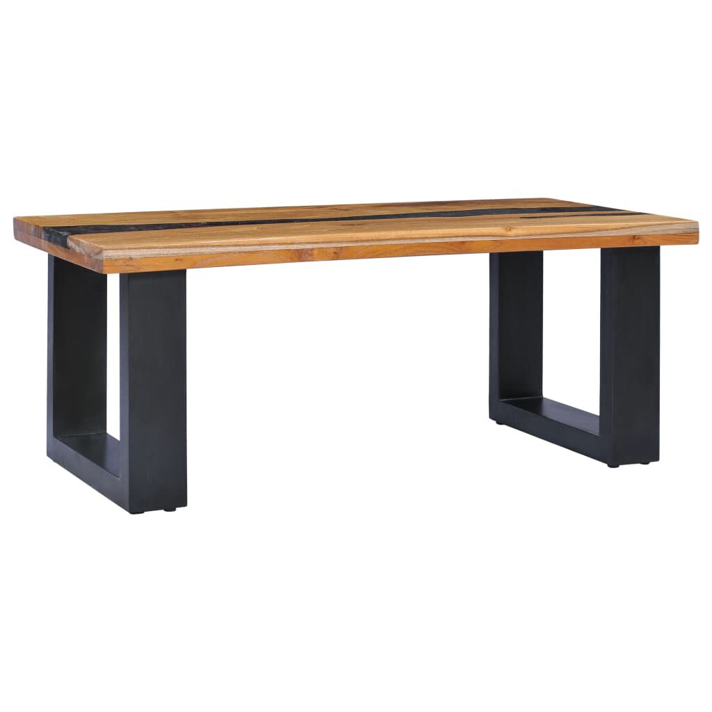 vidaXL Τραπεζάκι Σαλονιού 100x50x40 εκ. Μασίφ Ξύλο Teak / Συνθ. Ρητίνη