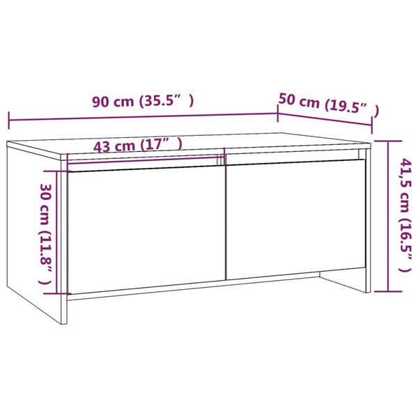vidaXL Τραπεζάκι Σαλονιού Μαύρο 90x50x41,5 εκ. Επεξεργασμένο Ξύλο