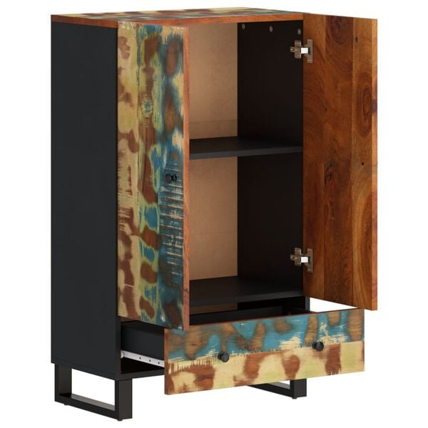 vidaXL Ντουλάπι Ψηλό με Συρτάρι 60x33x100 εκ. Μασίφ Αν. Ξύλο &Σίδερο