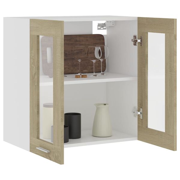 vidaXL Ντουλάπι Κρεμαστό με Τζάμι Lyon Sonoma Δρυς 60x31x60εκ.