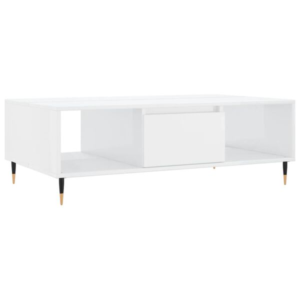 vidaXL Τραπεζάκι Σαλονιού Γυαλ. Λευκό 104x60x35 εκ. από Επεξεργ. Ξύλο