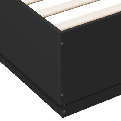 vidaXL Πλαίσιο Κρεβατιού με LED Μαύρο 150 x 200 εκ. Επεξεργ. Ξύλο