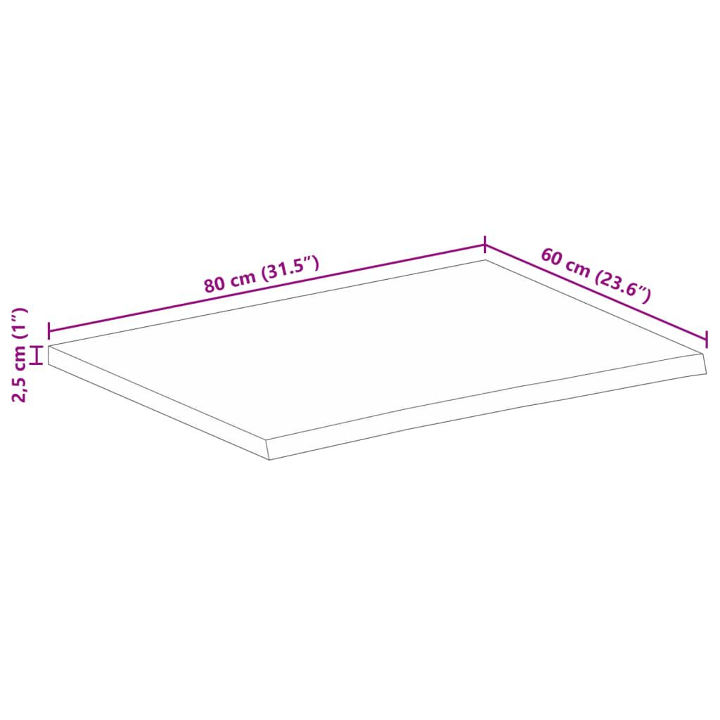 vidaXL Επιφάνεια Τραπεζιού 80x60x2,5 εκ. Live Edge Μασίφ Ξύλο Μάνγκο