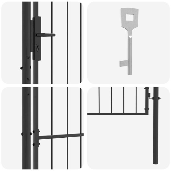 vidaXL Πύλη Κήπου με κλειδαριά Γκρι 200 x 100 cm 100 x 200 cm Ατσάλι