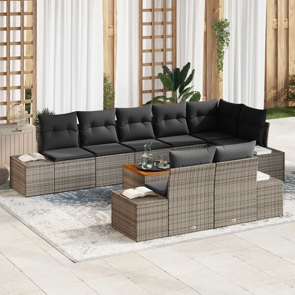 vidaXL Σετ Καναπέ Κήπου 9 pcs Γκρι