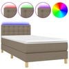 vidaXL &Kappa;&rho;&epsilon;&beta;ά&tau;&iota; Boxspring &mu;&epsilon; &Sigma;&tau;&rho;ώ&mu;&alpha; & LED Taupe 100x200 &epsilon;&kappa;. &Upsilon;&phi;&alpha;&sigma;&mu;ά&tau;&iota;&nu;&omicron;