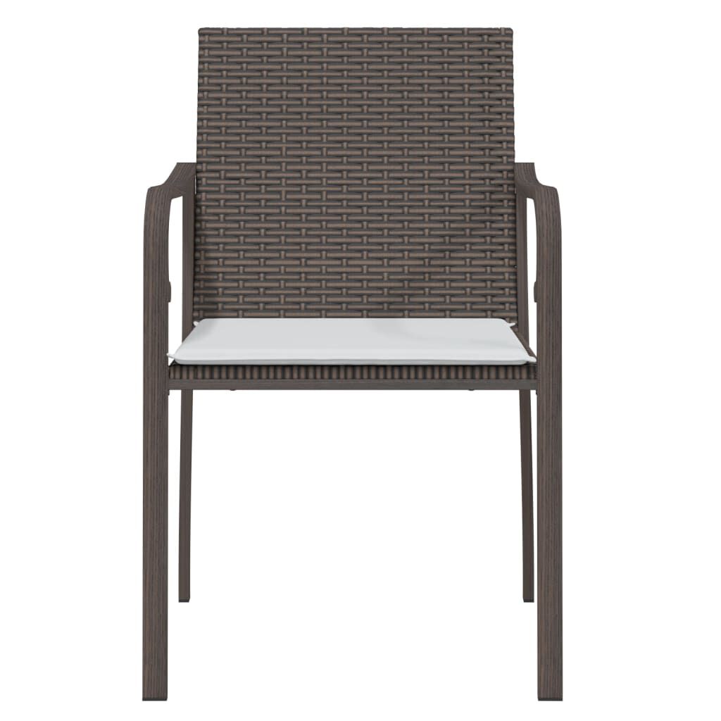 vidaXL Καρέκλες Κήπου με Μαξιλάρια 4 τεμ. Καφέ 56x59x84 εκ Συνθ. Ρατάν