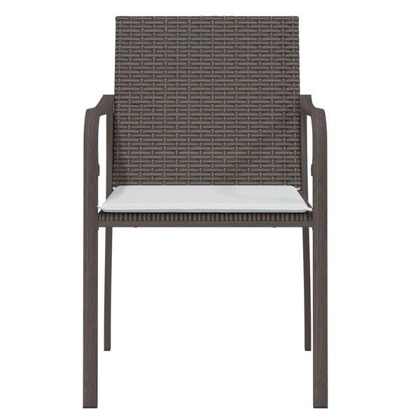 vidaXL Καρέκλες Κήπου με Μαξιλάρια 4 τεμ. Καφέ 56x59x84 εκ Συνθ. Ρατάν