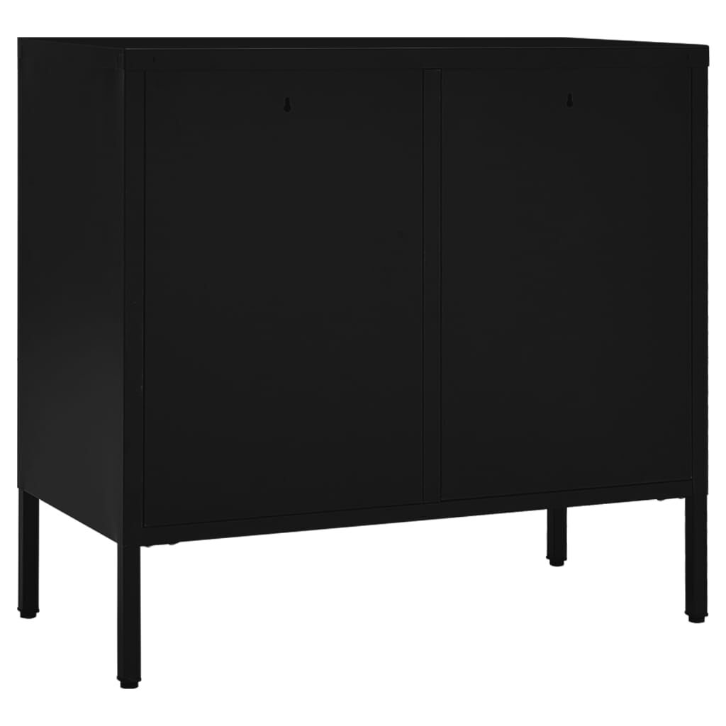 vidaXL Μπουφές Μαύρος 75 x 35 x 70 εκ. από Ατσάλι και Ψημένο Γυαλί