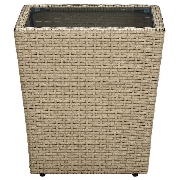 vidaXL Τραπέζι Βοηθητικό Μπεζ 41,5x41,5x44 εκ. Συνθ.Ρατάν/Ψημένο Γυαλί