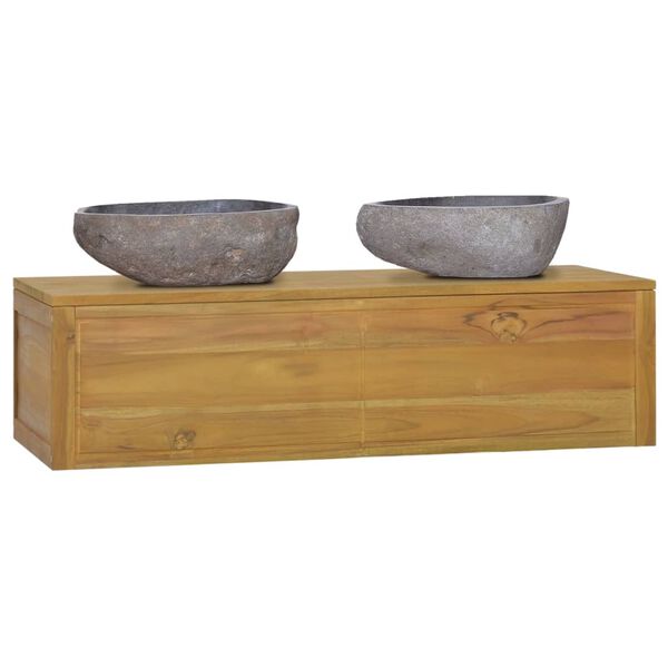 vidaXL Έπιπλο Μπάνιου Επιτοίχιο 110x45x30 εκ. από Μασίφ Ξύλο Teak