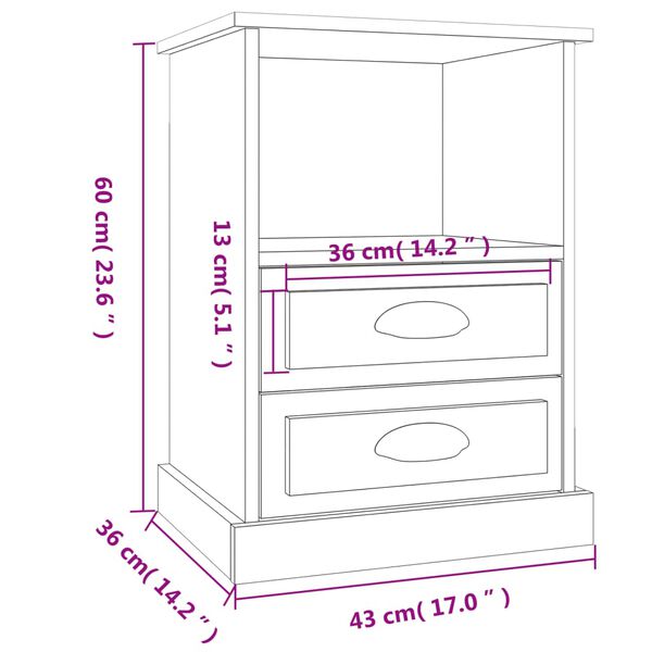 vidaXL Κομοδίνα 2 τεμ. Sonoma Δρυς 43x36x60 εκ.
