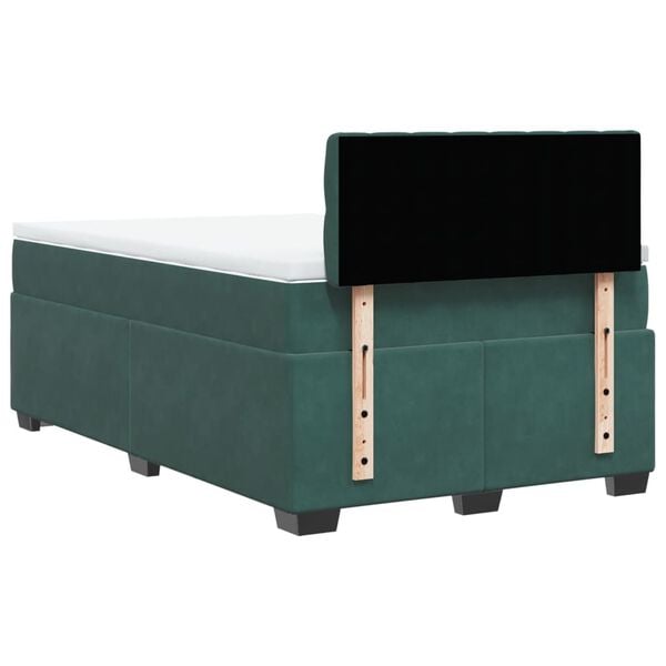 vidaXL Κρεβάτι Boxspring με Στρώμα Σκούρο Πράσινο 120x200εκ. Βελούδινο