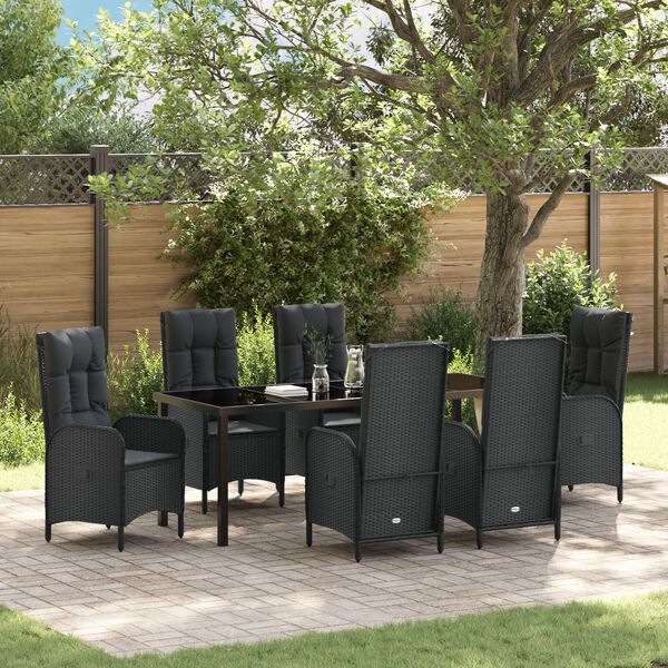 vidaXL &Sigma;έ&tau; &phi;&alpha;&gamma;&eta;&tau;&omicron;ύ &gamma;&iota;&alpha; &kappa;ή&pi;&omicron; &mu;&epsilon; &mu;&alpha;&xi;&iota;&lambda;ά&rho;&iota; 7 pcs &Mu;&alpha;ύ&rho;&omicron; &sigma;&upsilon;&nu;&theta;&epsilon;&tau;&iota;&kappa;ό &rho;&alpha;&tau;ά&nu;