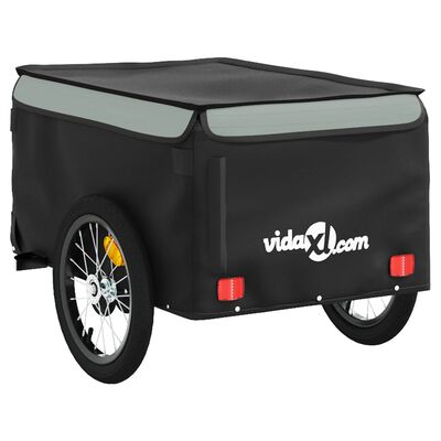 vidaXL Τρέιλερ Ποδηλάτου Μαύρο και Γκρι 45 Κιλά από Σίδερο