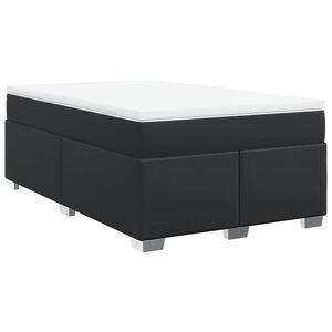 vidaXL Κρεβάτι Boxspring με Στρώμα Μαύρο 120 x 200 εκ. Συνθετικό Δέρμα
