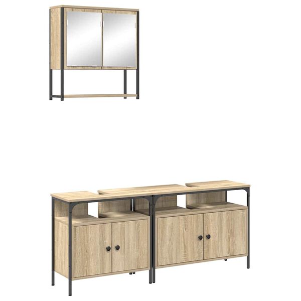 vidaXL &Sigma;&epsilon;&tau; &Epsilon;&pi;ί&pi;&lambda;&omega;&nu; &Mu;&pi;ά&nu;&iota;&omicron;&upsilon; &mu;&epsilon; &rho;ά&phi;&iota; &mu;&epsilon; &pi;ό&rho;&tau;&alpha; 3 pcs &Kappa;&alpha;&phi;έ 80 x 30 x 60 cm