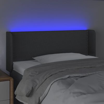 vidaXL Κεφαλάρι Κρεβατιού LED Σκούρο Γκρι 93x16x78/88 εκ. Υφασμάτινο