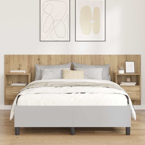 vidaXL &Kappa;&epsilon;&phi;&alpha;&lambda;ή &kappa;&rho;&epsilon;&beta;&alpha;&tau;&iota;&omicron;ύ &mu;&epsilon; &kappa;&omicron;&mu;&omicron;&delta;ί&nu;&omicron; &mu;&epsilon; &sigma;&upsilon;&rho;&tau;ά&rho;&iota; 3 pcs Artisan Oak