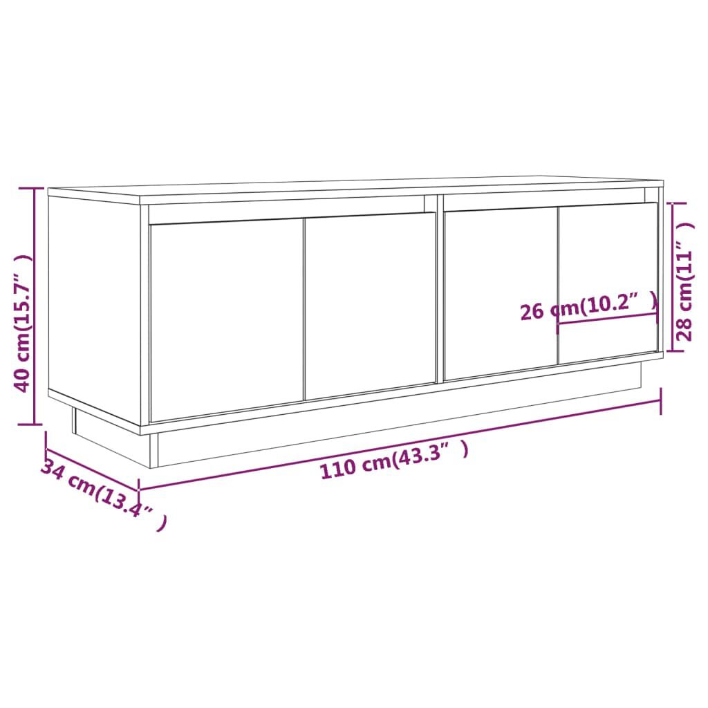 vidaXL Έπιπλο Τηλεόρασης 110 x 34 x 40 εκ. από Μασίφ Ξύλο Πεύκου