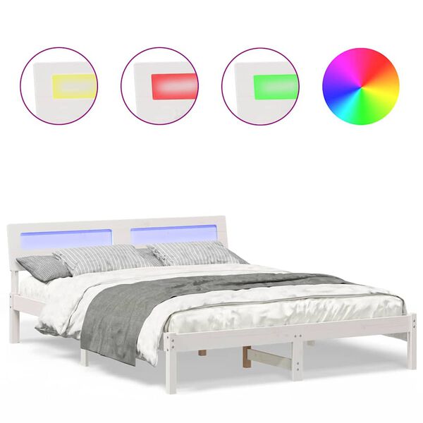 vidaXL Σκελετός Κρεβατιού Λευκό 140 x 200 cm Μασίφ ξύλο πεύκου