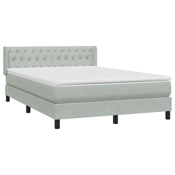 vidaXL Κρεβάτι Boxspring με Στρώμα Ανοιχτό Γκρι 160x210 εκ. Βελούδινο
