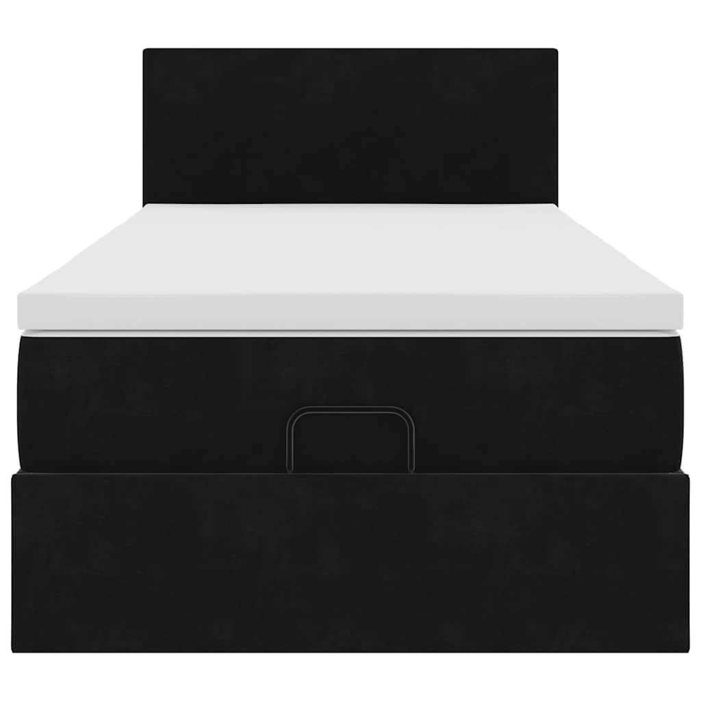 vidaXL Οθωμανικό κρεβάτι με στρώμα Μαύρο 90x190cm Velvet