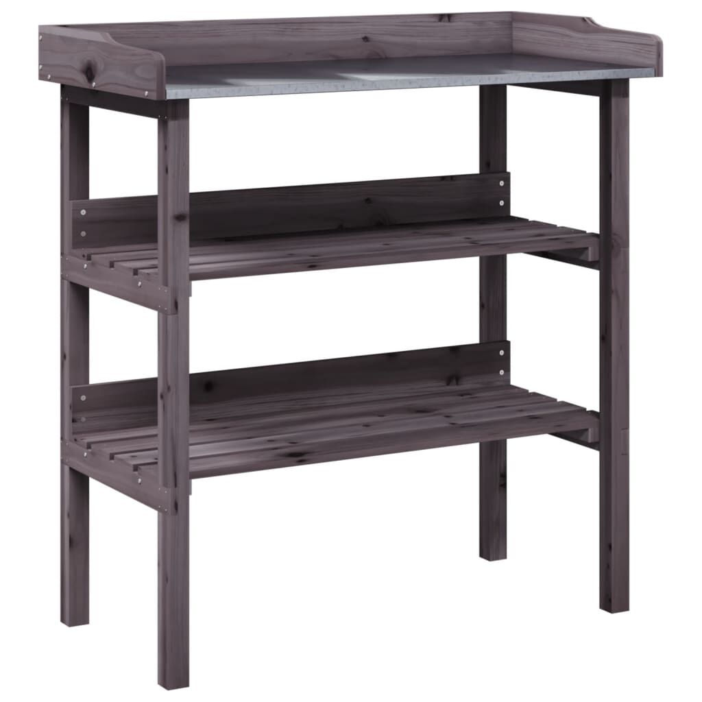 vidaXL Τραπέζι Φυτών με Ράφια Γκρι 78x38x82,5εκ. από Μασίφ Ξύλο Ελάτης