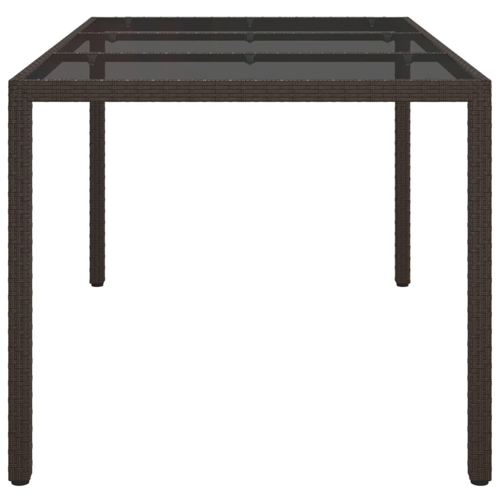 vidaXL Τραπέζι Κήπου Καφέ 150x90x75 εκ. Συνθετικό Ρατάν/Ψημένο Γυαλί