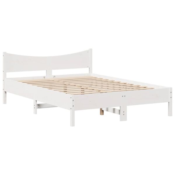 vidaXL Σκελετός Κρεβ. Χωρίς Στρώμα Λευκό 135x190 εκ Μασίφ Πεύκο