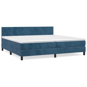 vidaXL Κρεβάτι Boxspring με Στρώμα Σκούρο Μπλε 200x200 εκ. Βελούδινο