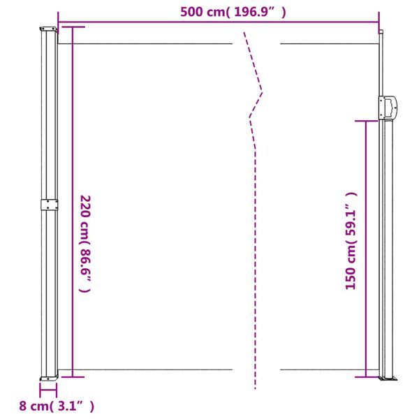 vidaXL Σκίαστρο Πλαϊνό Συρόμενο Καφέ 220 x 500 εκ.