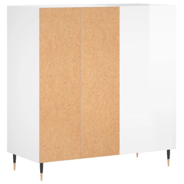 vidaXL Δισκοθήκη Γυαλιστερή Λευκή 84,5 x 38x 89 εκ. από Επεξεργ. Ξύλο