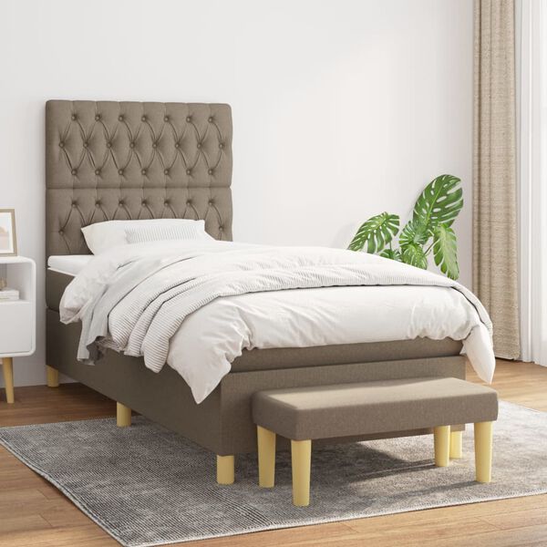vidaXL &Kappa;&rho;&epsilon;&beta;ά&tau;&iota; Boxspring &mu;&epsilon; &Sigma;&tau;&rho;ώ&mu;&alpha; Taupe 90x190 &epsilon;&kappa;.&Upsilon;&phi;&alpha;&sigma;&mu;ά&tau;&iota;&nu;&omicron;