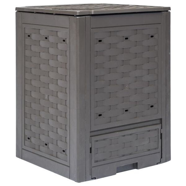 vidaXL Κομποστοποιητής Κήπου Καφέ 60x60x83 εκ. 300 L Πλαστικό Ρατάν