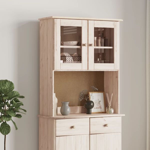 vidaXL Πάνω Ντουλάπι-Βιτρίνα ALTA 77x30x92 εκ. από Μασίφ Ξύλο Πεύκου